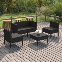 vidaXL 5-tlg. Garten-Lounge-Set mit Auflagen Poly Rattan...