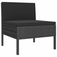 vidaXL 5-tlg. Garten-Lounge-Set mit Auflagen Poly Rattan Schwarz