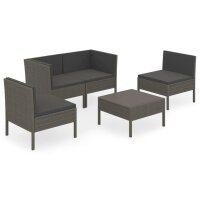 vidaXL 5-tlg. Garten-Lounge-Set mit Auflagen Poly Rattan...