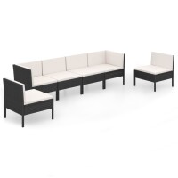 vidaXL 6-tlg. Garten-Lounge-Set mit Auflagen Poly Rattan...