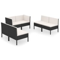 vidaXL 6-tlg. Garten-Lounge-Set mit Auflagen Poly Rattan...