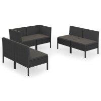 vidaXL 6-tlg. Garten-Lounge-Set mit Auflagen Poly Rattan...