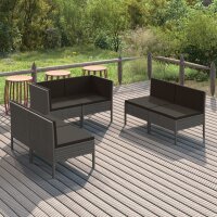 vidaXL 6-tlg. Garten-Lounge-Set mit Auflagen Poly Rattan Grau