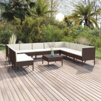 vidaXL 11-tlg. Garten-Lounge-Set mit Auflagen Poly Rattan...