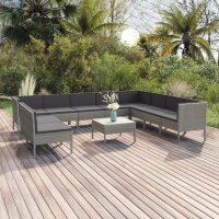 vidaXL 11-tlg. Garten-Lounge-Set mit Auflagen Poly Rattan...