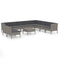 vidaXL 11-tlg. Garten-Lounge-Set mit Auflagen Poly Rattan...