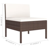 vidaXL 14-tlg. Garten-Lounge-Set mit Auflagen Poly Rattan Braun