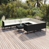 vidaXL 11-tlg. Garten-Lounge-Set mit Auflagen Poly Rattan...