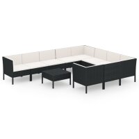 vidaXL 11-tlg. Garten-Lounge-Set mit Auflagen Poly Rattan...