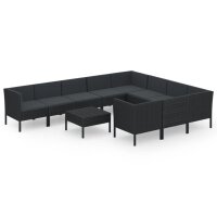 vidaXL 11-tlg. Garten-Lounge-Set mit Auflagen Poly Rattan...