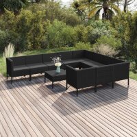 vidaXL 11-tlg. Garten-Lounge-Set mit Auflagen Poly Rattan...