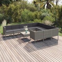 vidaXL 11-tlg. Garten-Lounge-Set mit Auflagen Poly Rattan...