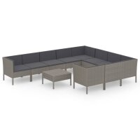 vidaXL 11-tlg. Garten-Lounge-Set mit Auflagen Poly Rattan...