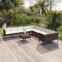 vidaXL 11-tlg. Garten-Lounge-Set mit Auflagen Poly Rattan...