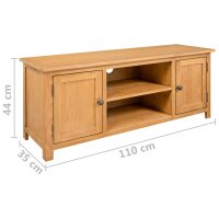 vidaXL TV-Schrank 110x35x44 cm Massivholz Eiche