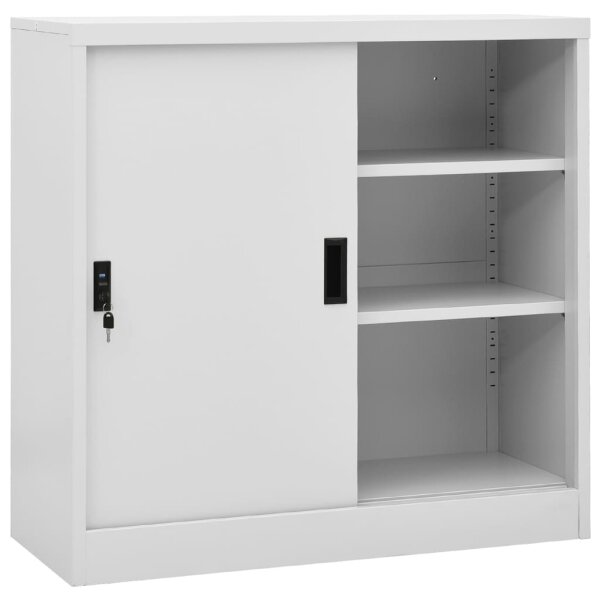 vidaXL B&uuml;roschrank mit Schiebet&uuml;r Hellgrau 90x40x90 cm Stahl