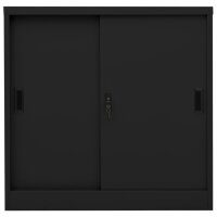 vidaXL Büroschrank mit Schiebetür Schwarz 90x40x90 cm Stahl