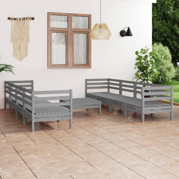 vidaXL 9-tlg. Garten-Lounge-Set Grau Kiefer Massivholz