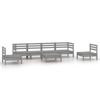 vidaXL 7-tlg. Garten-Lounge-Set Grau Kiefer Massivholz