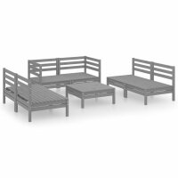 vidaXL 7-tlg. Garten-Lounge-Set Grau Massivholz Kiefer