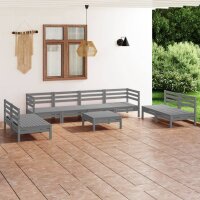 vidaXL 9-tlg. Garten-Lounge-Set Grau Massivholz Kiefer