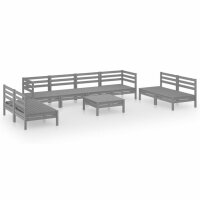 vidaXL 9-tlg. Garten-Lounge-Set Grau Massivholz Kiefer