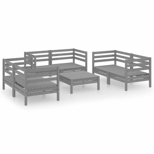 vidaXL 7-tlg. Garten-Lounge-Set Grau Massivholz Kiefer