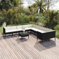 vidaXL 11-tlg. Garten-Lounge-Set mit Auflagen Poly Rattan...