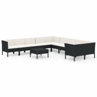 vidaXL 11-tlg. Garten-Lounge-Set mit Auflagen Poly Rattan...