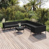 vidaXL 11-tlg. Garten-Lounge-Set mit Auflagen Poly Rattan...