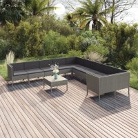 vidaXL 11-tlg. Garten-Lounge-Set mit Auflagen Poly Rattan...