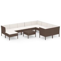 vidaXL 11-tlg. Garten-Lounge-Set mit Auflagen Poly Rattan...