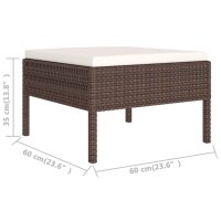 vidaXL 11-tlg. Garten-Lounge-Set mit Auflagen Poly Rattan Braun