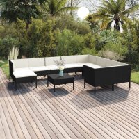 vidaXL 11-tlg. Garten-Lounge-Set mit Auflagen Poly Rattan...