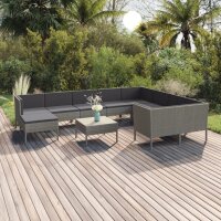 vidaXL 11-tlg. Garten-Lounge-Set mit Auflagen Poly Rattan...