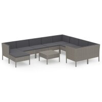 vidaXL 11-tlg. Garten-Lounge-Set mit Auflagen Poly Rattan...