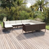 vidaXL 11-tlg. Garten-Lounge-Set mit Auflagen Poly Rattan...