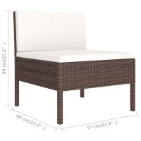 vidaXL 11-tlg. Garten-Lounge-Set mit Auflagen Poly Rattan Braun