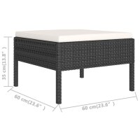 vidaXL 11-tlg. Garten-Lounge-Set mit Auflagen Poly Rattan Schwarz