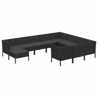 vidaXL 11-tlg. Garten-Lounge-Set mit Auflagen Poly Rattan...