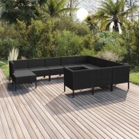 vidaXL 11-tlg. Garten-Lounge-Set mit Auflagen Poly Rattan...