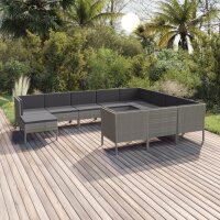 vidaXL 11-tlg. Garten-Lounge-Set mit Auflagen Poly Rattan...