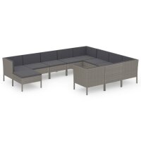 vidaXL 11-tlg. Garten-Lounge-Set mit Auflagen Poly Rattan...