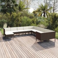 vidaXL 11-tlg. Garten-Lounge-Set mit Auflagen Poly Rattan...