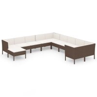 vidaXL 11-tlg. Garten-Lounge-Set mit Auflagen Poly Rattan...