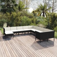 vidaXL 11-tlg. Garten-Lounge-Set mit Auflagen Poly Rattan...