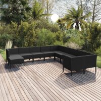 vidaXL 11-tlg. Garten-Lounge-Set mit Auflagen Poly Rattan...