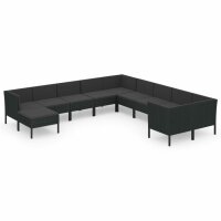 vidaXL 11-tlg. Garten-Lounge-Set mit Auflagen Poly Rattan...