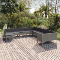 vidaXL 11-tlg. Garten-Lounge-Set mit Auflagen Poly Rattan...