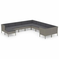 vidaXL 11-tlg. Garten-Lounge-Set mit Auflagen Poly Rattan...